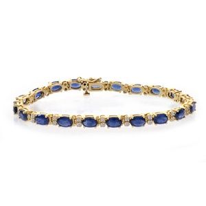 11.40 Ct Sapphire & Diamond Tennis Bracelet 14k